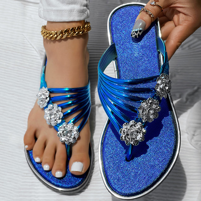 Floral Pattern Flip Flops Comfortable Casual Summer Beach Slippers Main Image