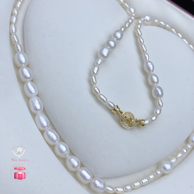 Freshwater Pearl Beaded Necklace Long Layering Chain