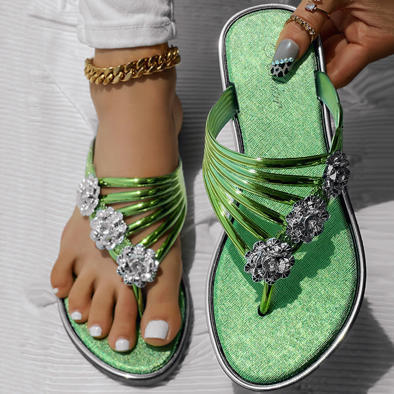 Floral Pattern Flip Flops Comfortable Casual Summer Beach Slippers