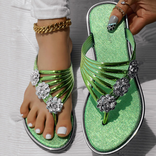 Floral Pattern Flip Flops Comfortable Casual Summer Beach Slippers Main Image