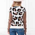 Fashionable Leopard Print Printed V-neck Knitted Sweater
