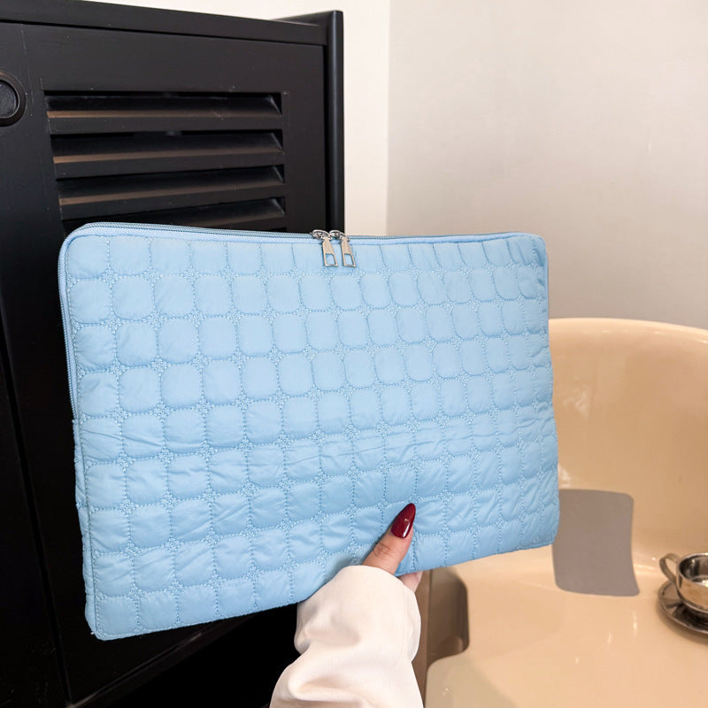 Solid Color Cloud Cotton Pleated Plaid Casual Simple Flat Storage Bag