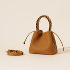 First Layer Leather One-shoulder Crossbody Vegetable Basket Bucket Bag