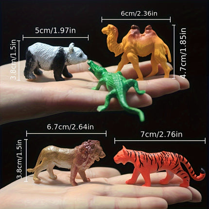 Set 53 Mini Jungle Animal Models With Fences And Trees