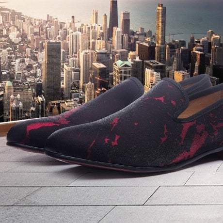 Breathable Casual Popular Black Mixed Color Calfskin Breathable Handmade Men's Leather Shoes Low-top Shoes Hover Image