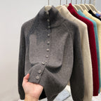 Women's Turtleneck Single-breasted Cardigan Loose And Lazy Style Knitted Sweater