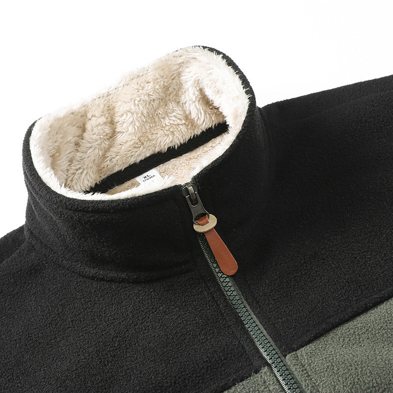 Polar Fleece Jacket Warm Thick Stand-up Collar Cardigan Coat