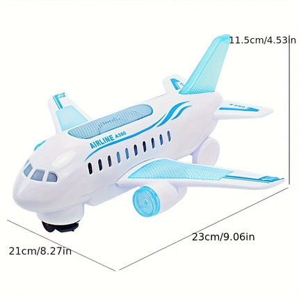 LED Light Up Airplane Toy With Music And Rotating Wheels