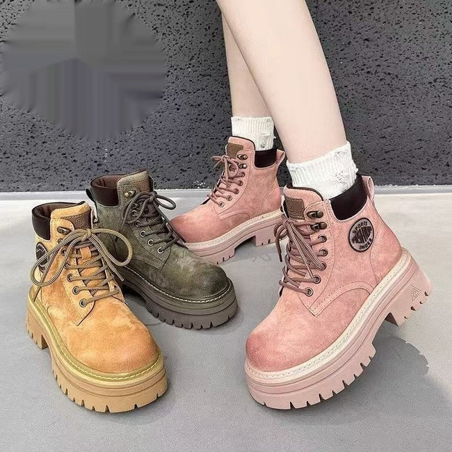 Height Increasing Retro Style Temperament Wild Fashion Small Martin Boots Hover Image