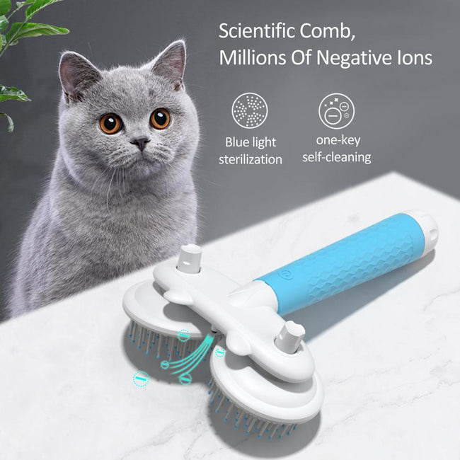 Pet Cat Brush Dog Slicker Brush Double-headed Negative Ion One-button Self Cleaning Dog Cat Hair Removal Pets Products Main Image
