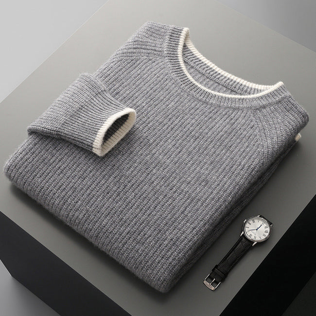 New Round Neck Double-strand Thickened Sweater For Men Main Image