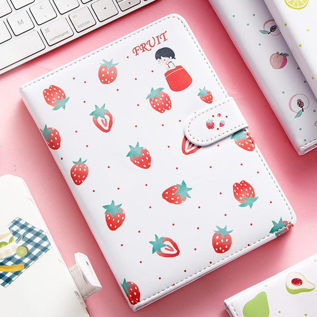 Fruit Print Notebook Planner Magnetic Buckle PU NoteBook Yearly Agenda Color Illustration Daily Plan Kawaii Stationery Hover Image