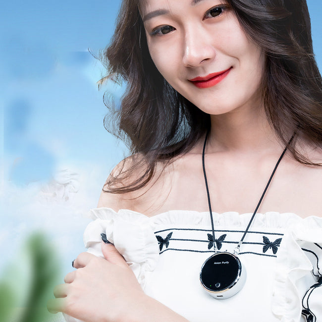 Portable hanging neck air purifier Hover Image