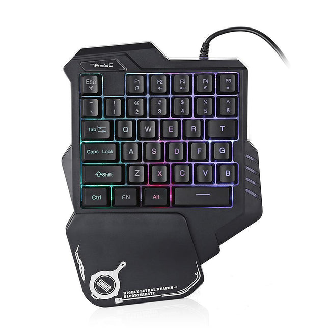 One-Handed Mechanical Gaming Keyboard RGB Backlit Portable Mini Gaming Keypad Game Controller Hover Image