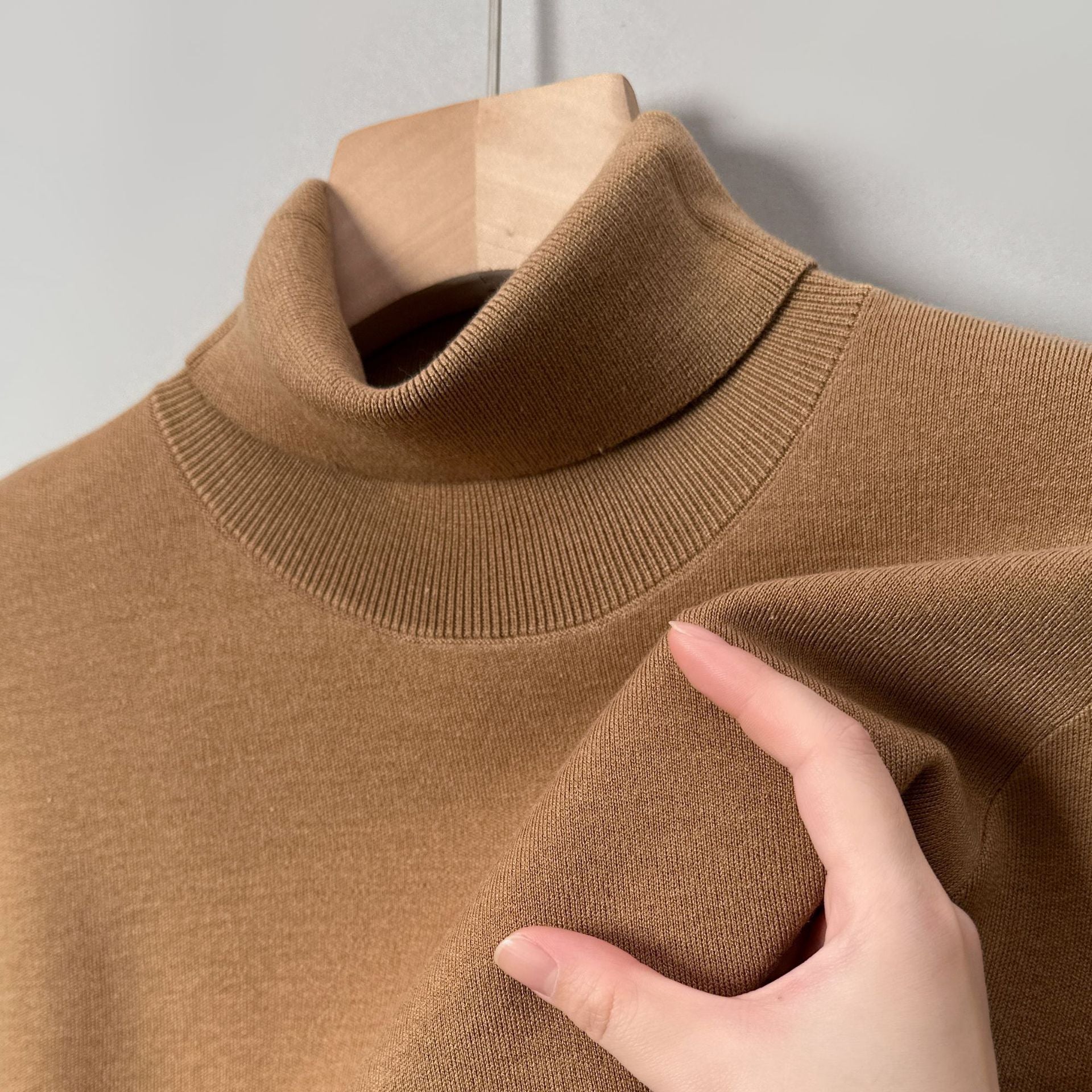 Non-scratchy Thermal Turtleneck Woolen Sweater Men's Thickened Solid Color Minimalist Long Sleeve