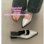 New Spring And Summer Metal Buckle French Style Slip-on Closed Toe Half Slippers For Women