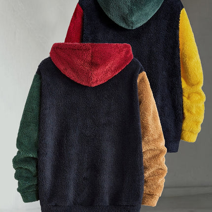 Mens Plush Hooded Sweatshirts Two Pack Double Sided Fleece