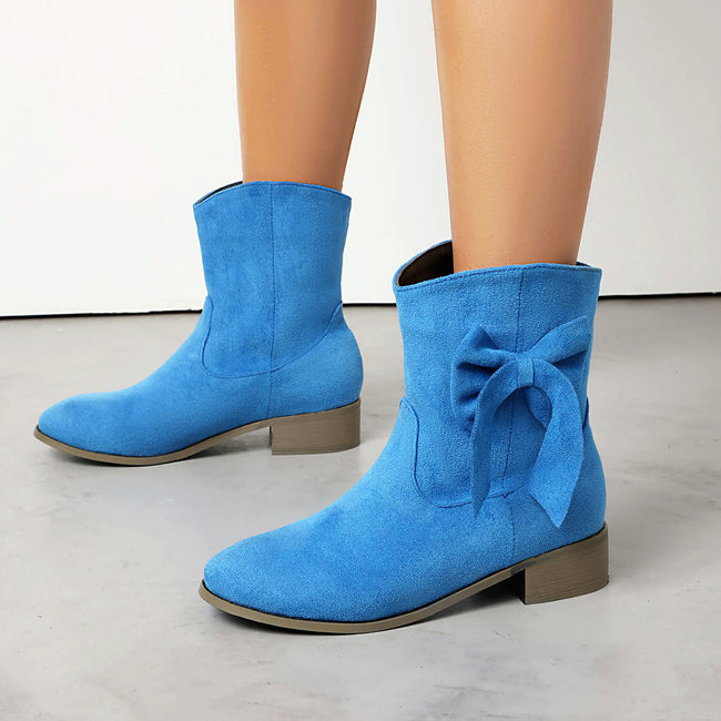 Low Heel Suede Large Size Sweet Bow Casual Boots Main Image