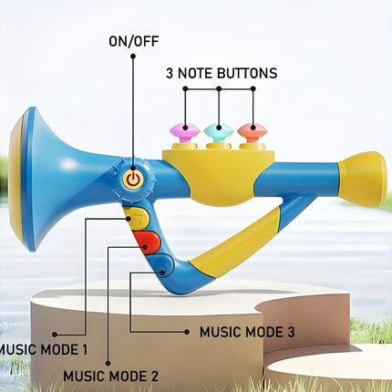 Kids Trumpet Toy Easy To Play Educational Instrument Blue