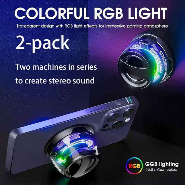 Two Pack Wireless Speaker With Magnetic Bracket 7 Color LED