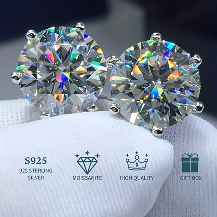 Moissanite Stud Earrings 0.5 To 3 Carat 925 Sterling Silver