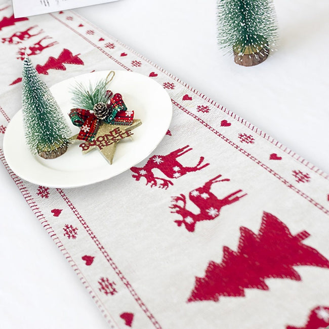 Christmas Elk Snowman Table Runner Merry Christmas Decorations Main Image