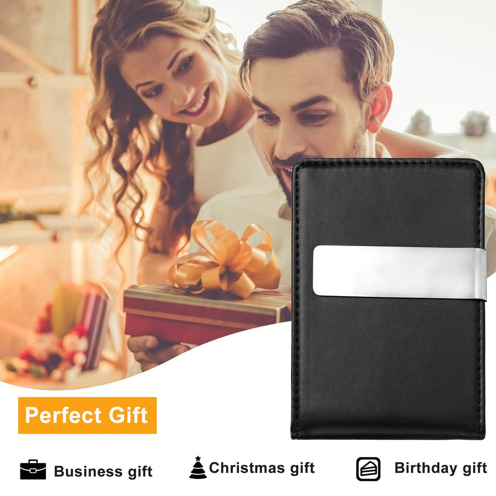 1Pc Unisex PU Leather Wallet For Women Blocking Slim Credit Card Holder With Money Clip