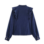 Autumn Denim Layered Decorative Shirt And Pants