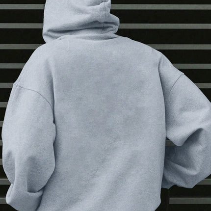 Mens Casual Hooded Sweatshirt Letter Print Kangaroo Pocket