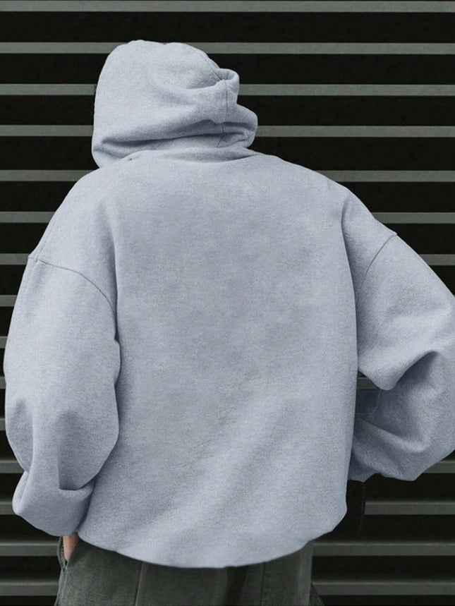 Mens Casual Hooded Sweatshirt Letter Print Kangaroo Pocket