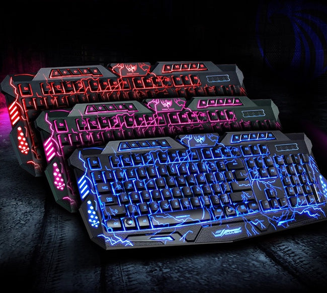 J10 tricolor backlight wired gaming keyboard set colorful luminous gaming mouse keyboard Russian keyboard Main Image
