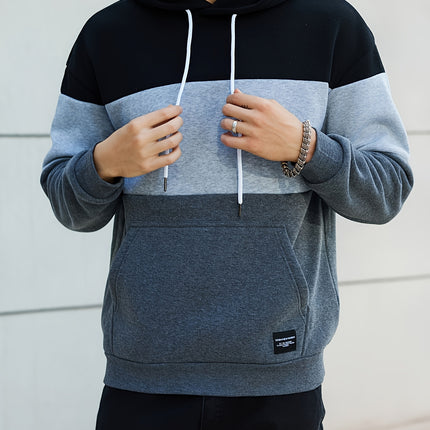 Men's Color Block Hoodie Sweatshirt Loose Fit With Pockets
