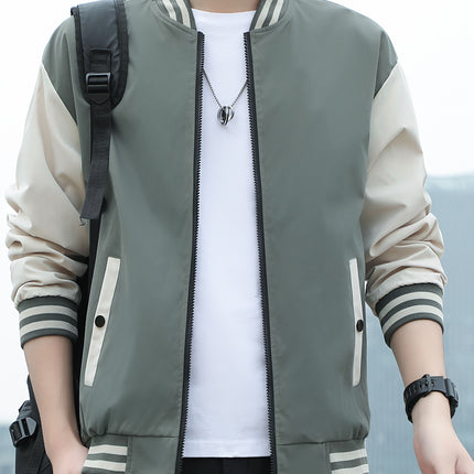 Unisex College Style Jacket Boat Neck Lightweight Polyester