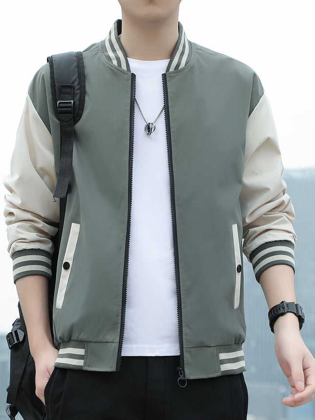 Unisex College Style Jacket Boat Neck Lightweight Polyester
