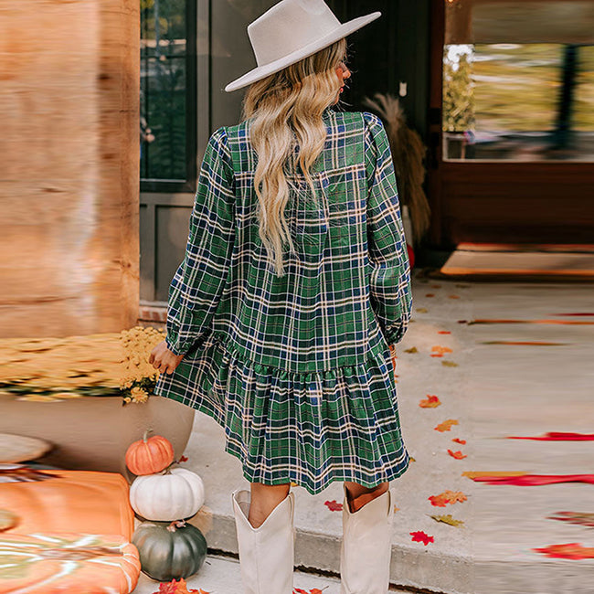 Women's Leisure Pullover Printed Plaid Dress Main Image