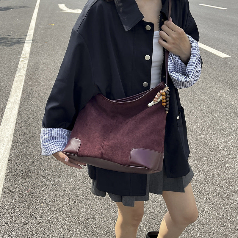 Women's Leather Large-capacity Suede Shoulder Crossbody