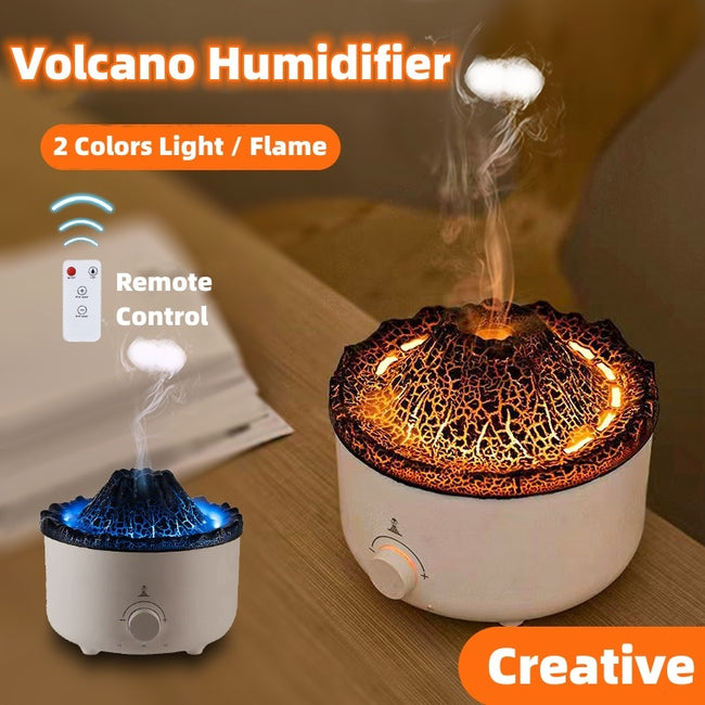 Mute Of New Small Simulated Flame Volcano Humidifier Flame Humidifier Volcano Diffuser Home Decorations Hover Image