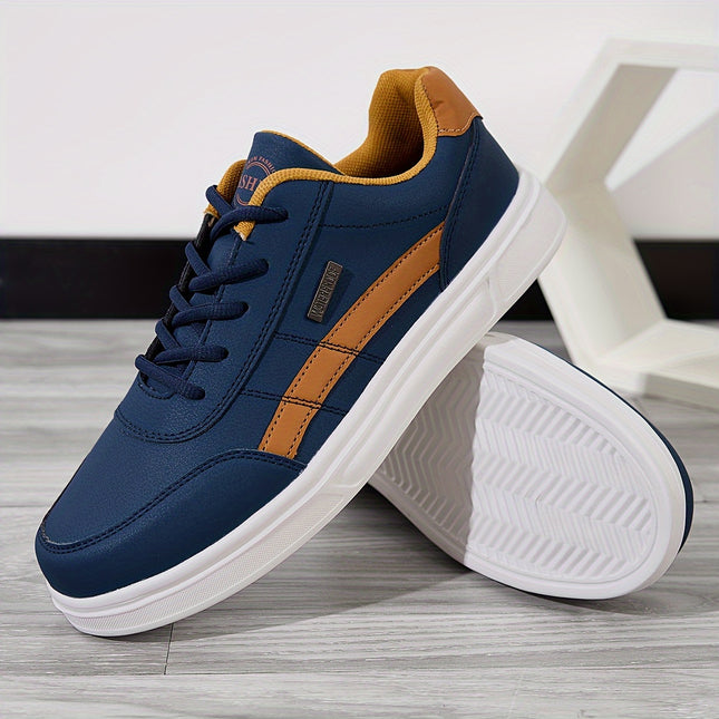 Men's Lightweight Navy Blue Sneakers With Orange Accents