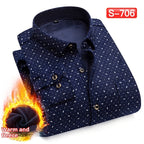 Autumn And Winter Warm Shirt Men's Long Sleeve Middle-aged Fleece Lined Padded Shirt