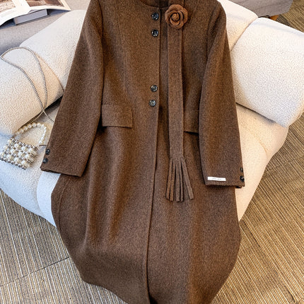 Women Elegant Vintage Wool Coat For Office And Events