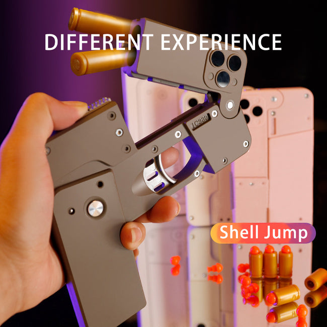Folding Pistol Bullet Automatic Shell Throwing Toy Creative Soft Bullet Toy Mobile Phone Appearance Gun Outdoor Interactive Kid Gift Main Image