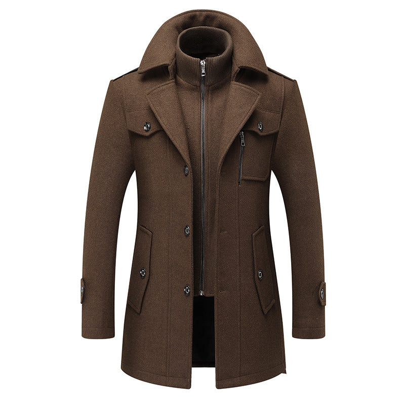 Men's Woolen Coat Fashion Double Collar Cold-resistant