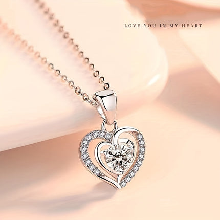 925 Silver Moissanite Heart Necklace Collarbone Chain 3Ct