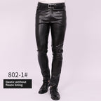 Men's Skinny Pants Tight Elastic Trend Motorcycle Male Nightclub Leather Pants