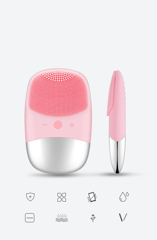 Mini Silicone Electric Face Cleansing Brush Electric Facial Cleanser Facial Cleansing Brush Skin Massager Skin Care Tools Hover Image