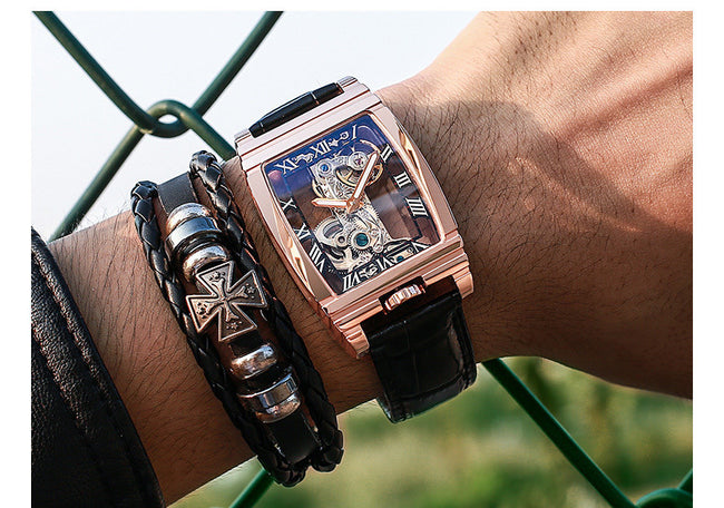 Daystar Unisex Stainless Steel Leather Watch Hover Image