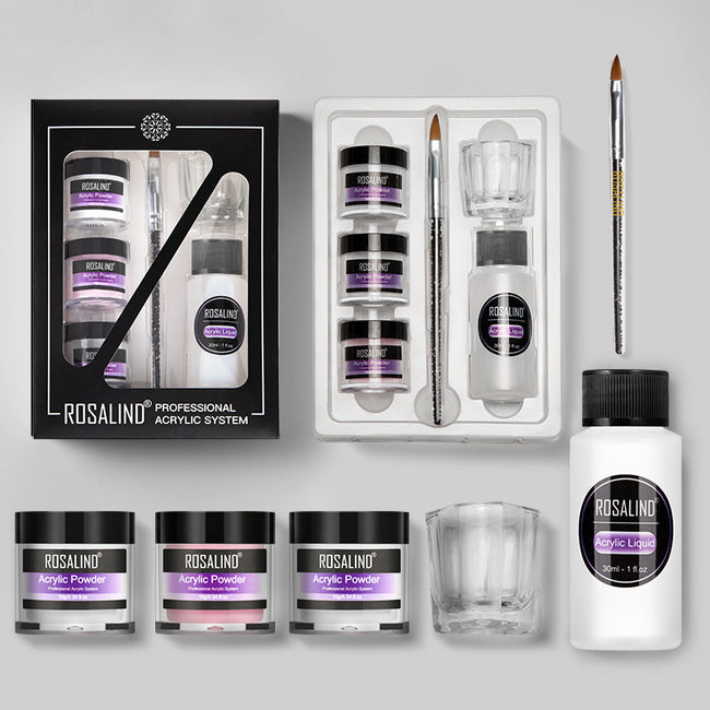 Nail Powder Acrylic System Kit Professional Nail Art Tool Set Contain Glass Cup Acrylic Liquid Extention Carving Manicure Hover Image