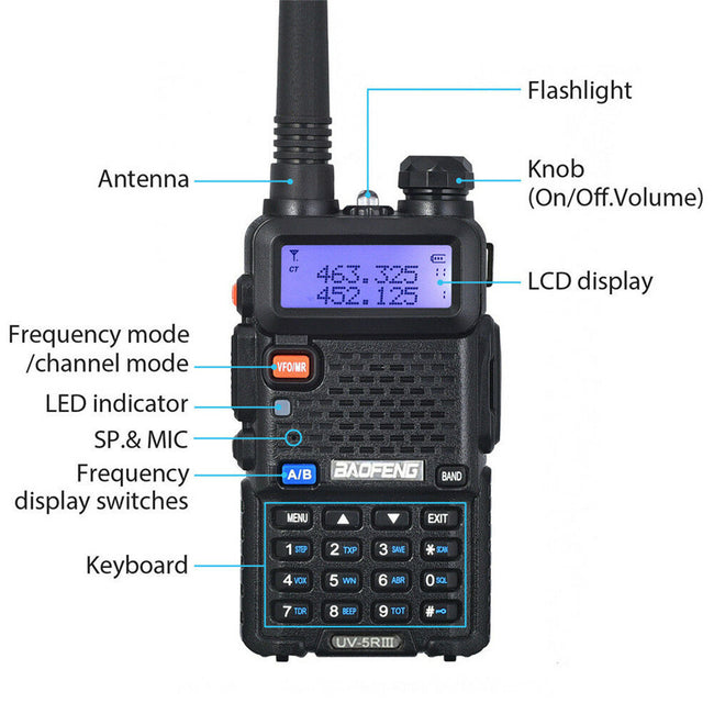 Baofeng Uv-5R Three Segment Walkie Talkie Vhf 220-226Mhz Uhf Frequency Dual Antenna Walkie Talkie Civil Handpiece Hover Image