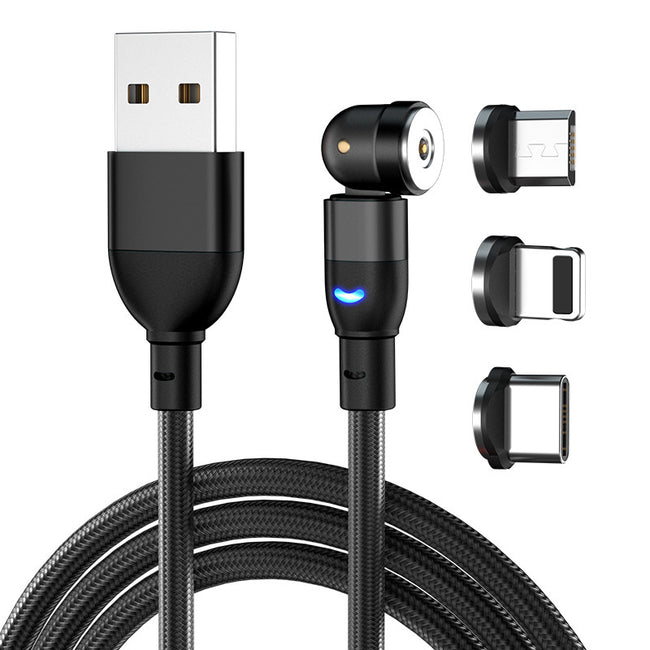 Data Cable 540 Degree Blind Suction Round Magnetic Charging Cable Three-in-one Bent Magnetic Cable Hover Image