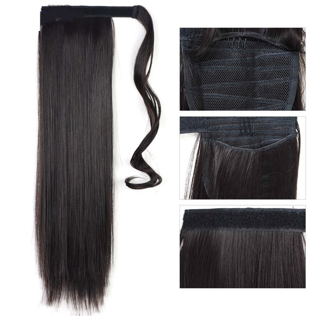 Long Straight Wrap Around Clip In Ponytail Hair Extension Heat Resistant Synthetic Tail Fake Hair Main Image